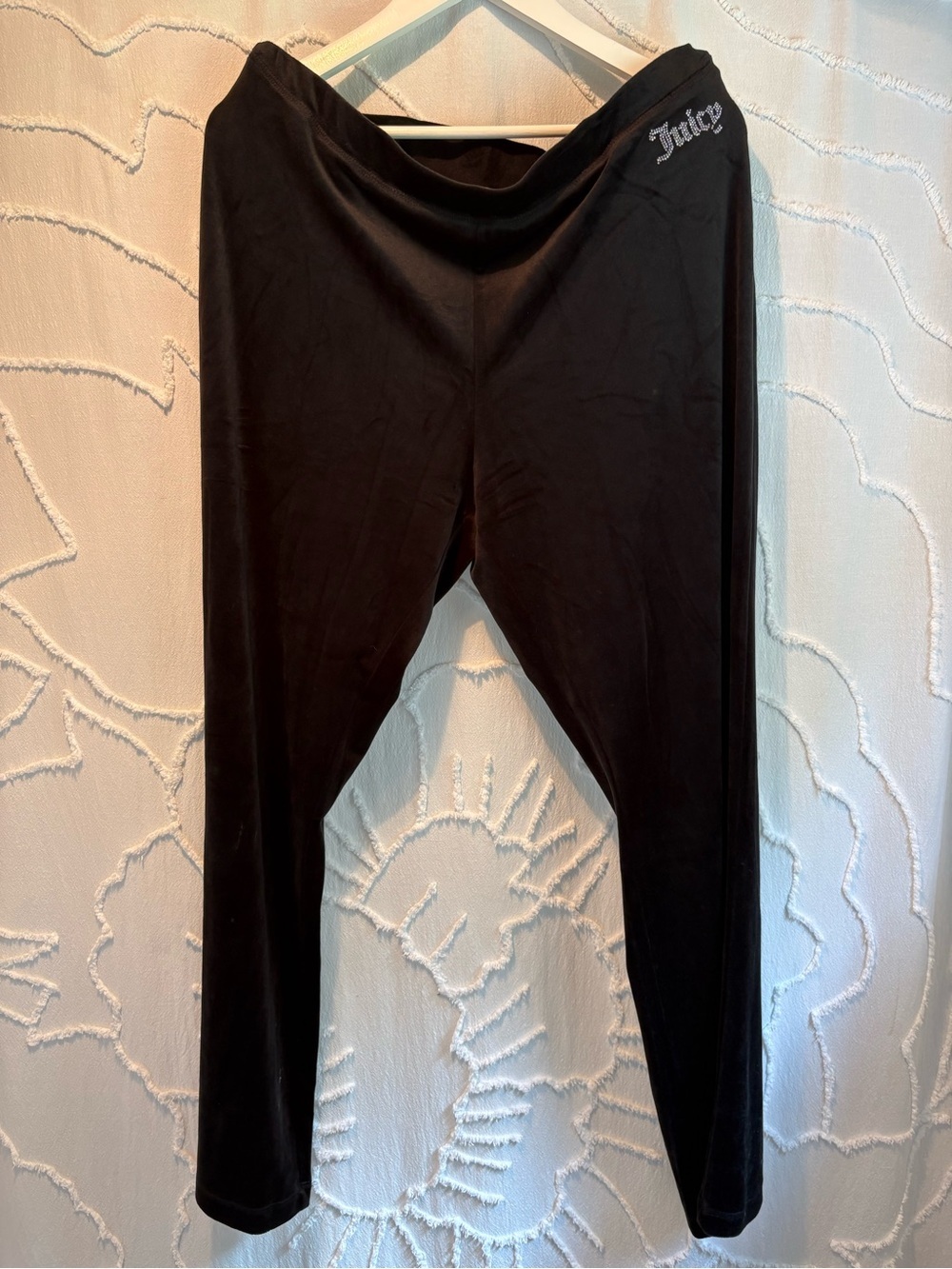 Juicy Couture Velour Pants XXL Black Rhinestone Logo Y2K Lounge Track Pants